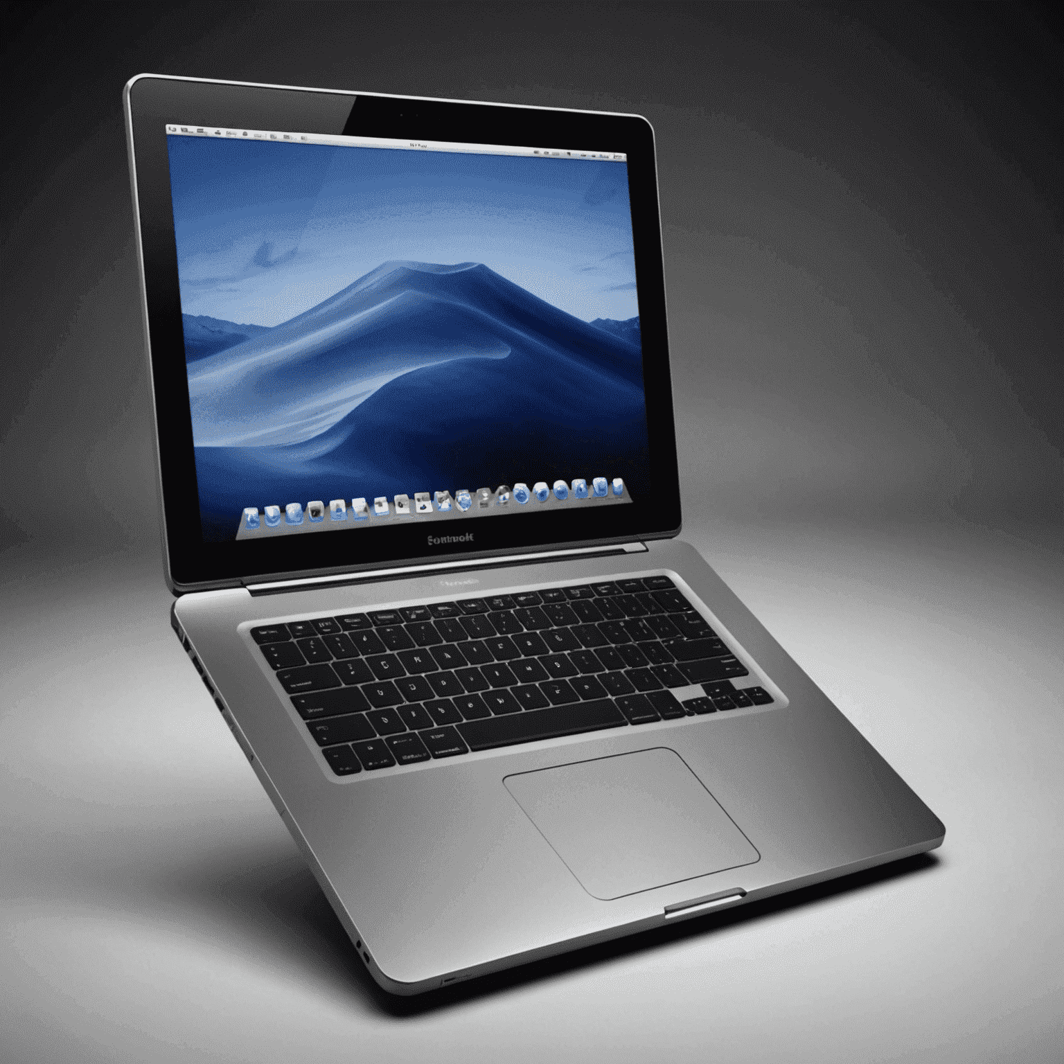 PowerBook Elite laptop with a professional black design, large screen, and numeric keypad