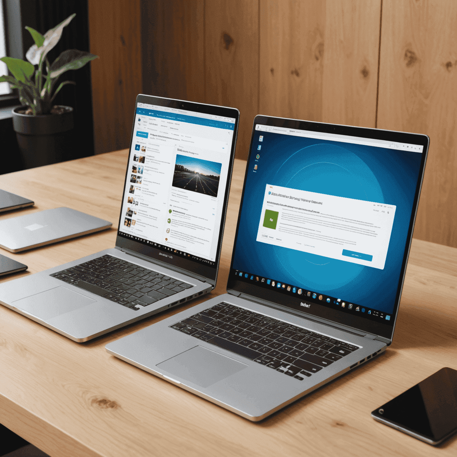 A split-screen comparison of different laptop rating systems from major e-commerce platforms, showing pros and cons