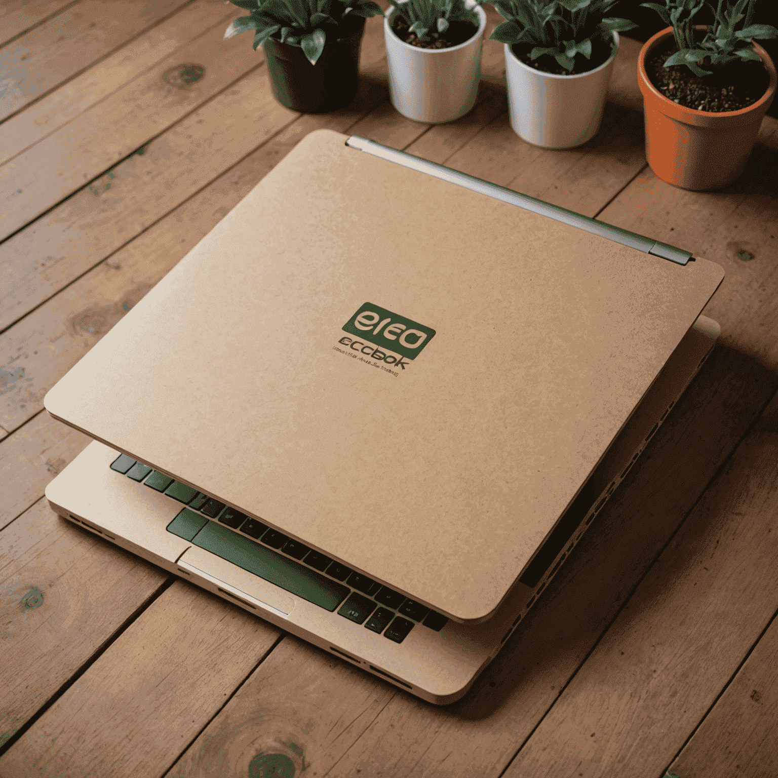 EcoBook Air laptop with a slim, eco-friendly design made from recycled materials